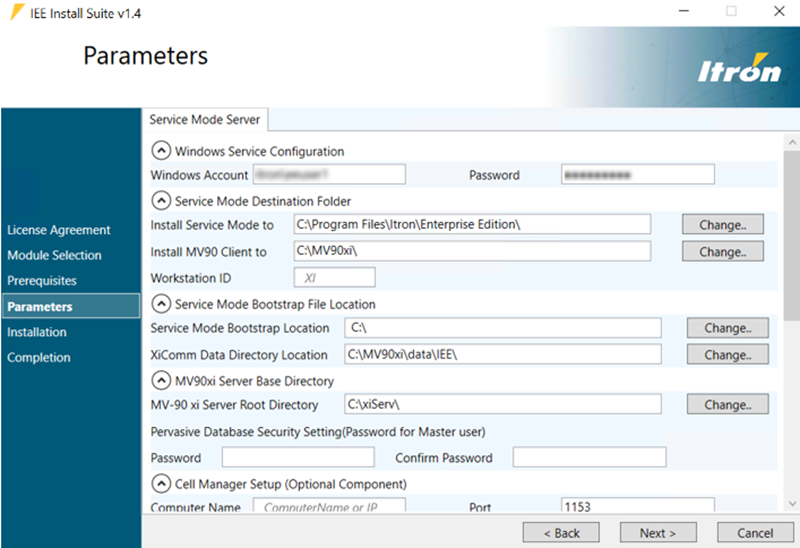 The Parameters dialog.